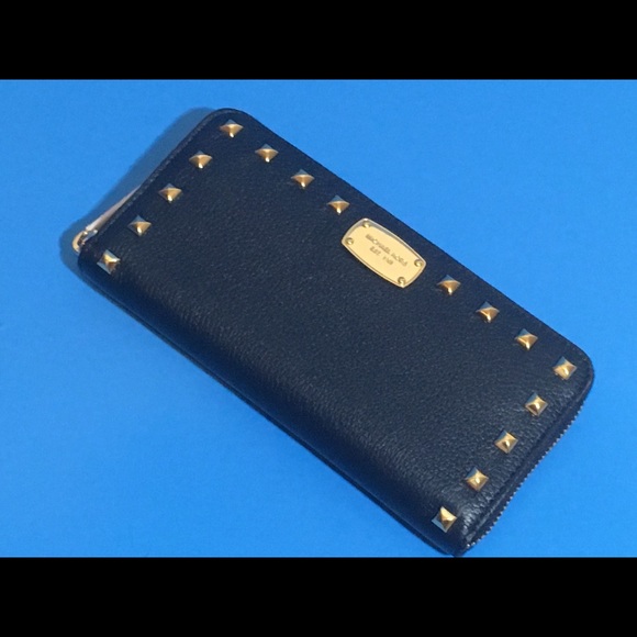 SOLD! Michael Kors Leather Navy Studded Wallet NWT - Picture 4 of 8